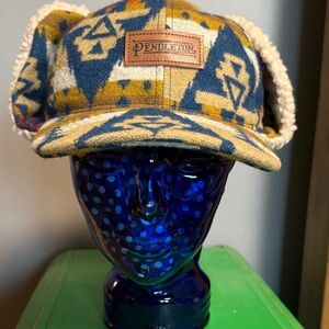 Pendleton Blue & Mustard Aztec Sherpa Trapper Cap